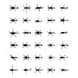 Combat military helicopters silhouette set. Isolated on white background. Vector EPS10.