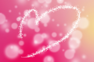 Wall Mural - pink heart shaped trail light spot creative background.