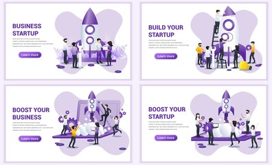 Wall Mural - set of web page design templates for business start up concept. can use for web banner, poster, info