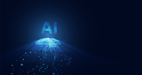 Wall Mural - abstract technology ai computing on circle concept working data of artificial intelligence and futur