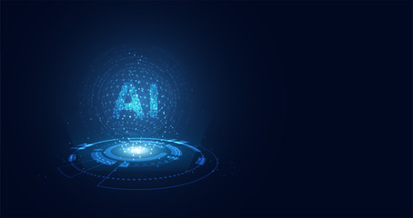 Wall Mural - abstract technology ai computing on circle concept working data of artificial intelligence and futur