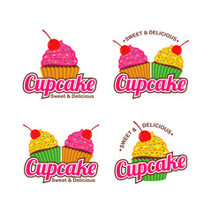 Cupcake Logo Design Vector Set