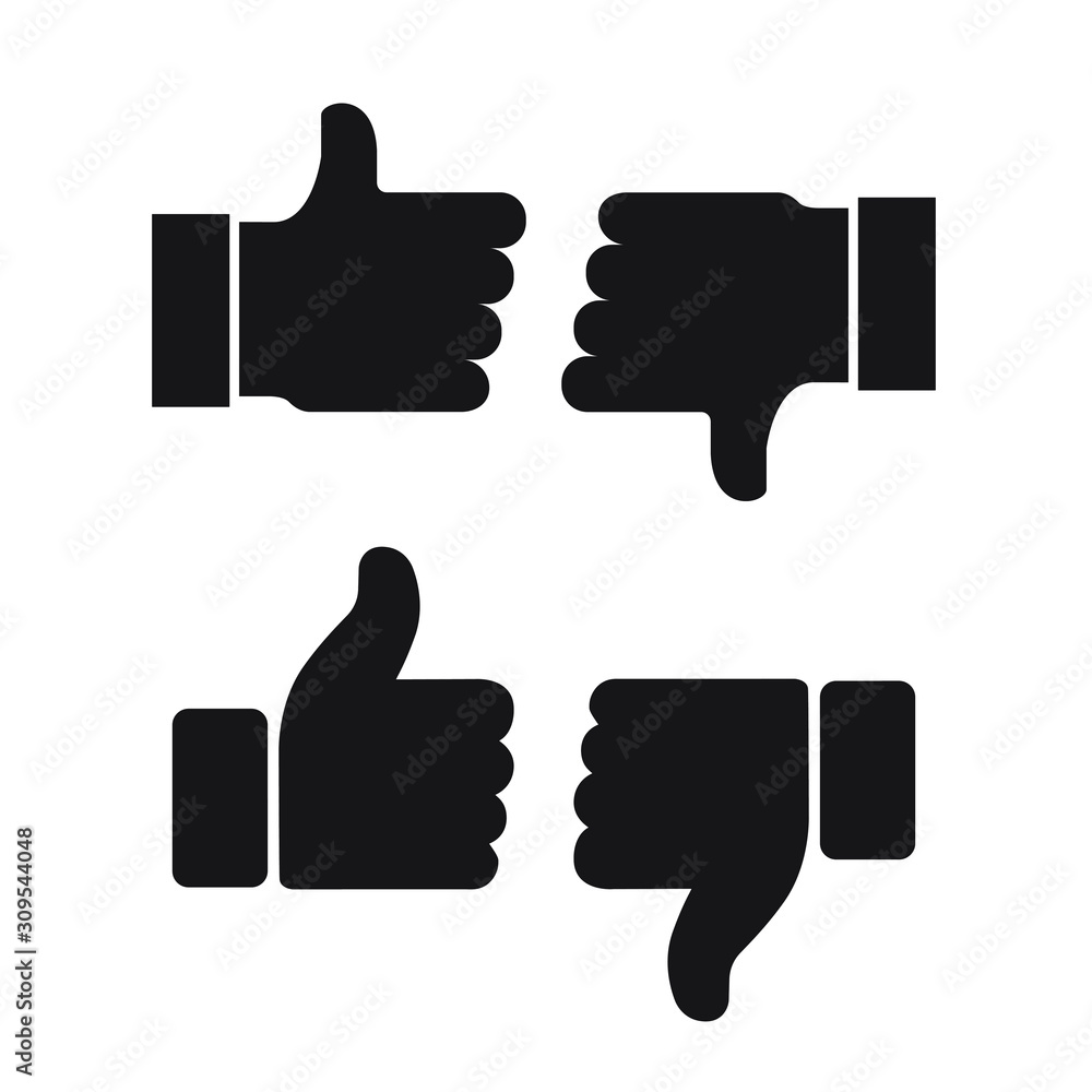 Thumb up and down icon design isolated on white background. Like and ...