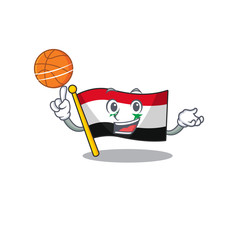 An icon of flag syria Scroll cartoon character playing basketball