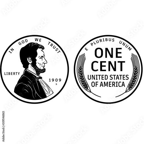 Cuadros en Lienzo High quality one cent 1909 coin vector ready minted and vinyl cut