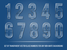 Set Of Transparent Glass Numbers With Shadow