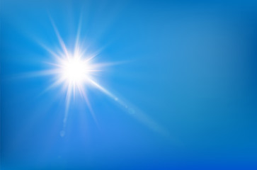 clear blue sky with shining sun - summer background