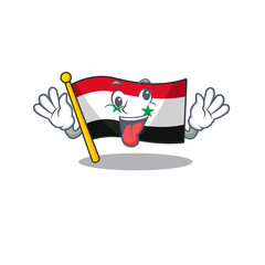 Sticker - Mascot of crazy face flag syria Scroll Cartoon character style