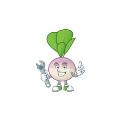 Wall Mural - Smart and Professional Mechanic turnip cartoon character