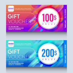 Wall Mural - vibrant colorful gift voucher certificate coupon design template.