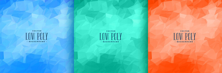 Wall Mural - abstract low poly background set in three colors
