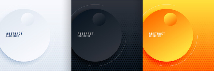 Wall Mural - abstract minimal circles background in three colors