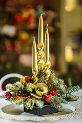 Sticker - Christmas decoration with candle and fir branches