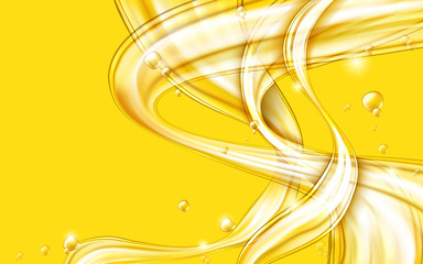Wall Mural - yellow golden flowing liquid vector abstract background