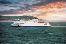 Beautiful Landscape With A Ferry Crossing The English Channel