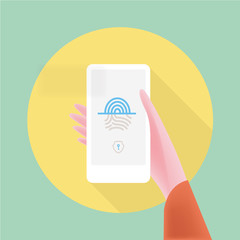 finger print smart phone access lock, screen fingerprint hands scan