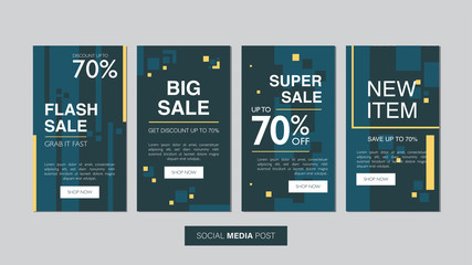 Sale mobile template collection for promotion sale with geometric style. Editable mobile banner for stories or social media post, web and internet. Promotion sale bundle