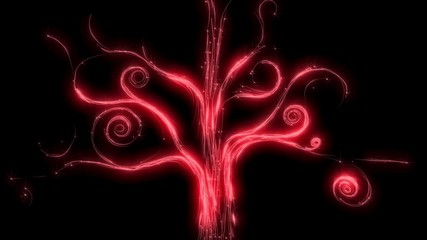 Growing red tree abstract animation 4k video