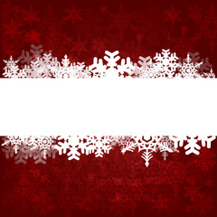 Wall Mural - Christmas background in red and white layered with snowflakes of various sizes. Room for copy space.