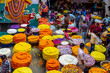 Indian Bangalore flower market with many colours