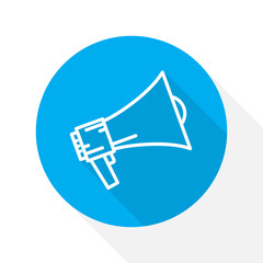 Wall Mural - vector megaphone icon. blue circle button.