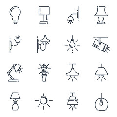 Poster - Lights, bulb, lamp set icon template color editable. lamps pack symbol vector sign isolated on white background icons vector illustration for graphic and web design.