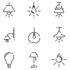 Poster - Lights, bulb, lamp set icon template color editable. lamps pack symbol vector sign isolated on white background icons vector illustration for graphic and web design.