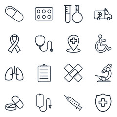 Poster - Medical Assistance Vector Line Icons template color editable. Medicine and Health symbol vector sign isolated on white background illustration for graphic and web design.