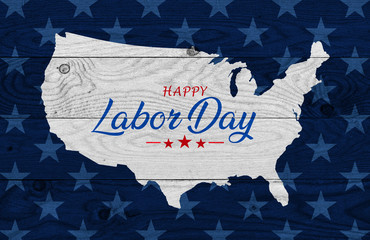 Wall Mural - Happy USA Labor Day background on wood.