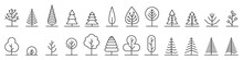 Big Set Of Minimal Trees Linear Icons - Vector