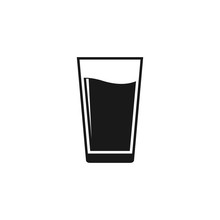 Water Glass Icon. Flat Water Glass, Drink Symbol Vector Illustration