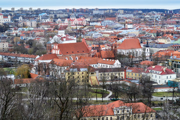 Wall Mural - Panoramic aerial view of Vilnius city from the Hill of Three Crosses. Lithuania