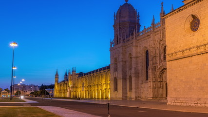 Wall Mural - Mosteiro dos Jeronimos day to night timelapse, located in the Belem district of Lisbon, Portugal.