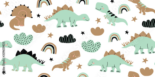 Fototapeta na szkło Skandynawski dinozaur dinozaur wzór