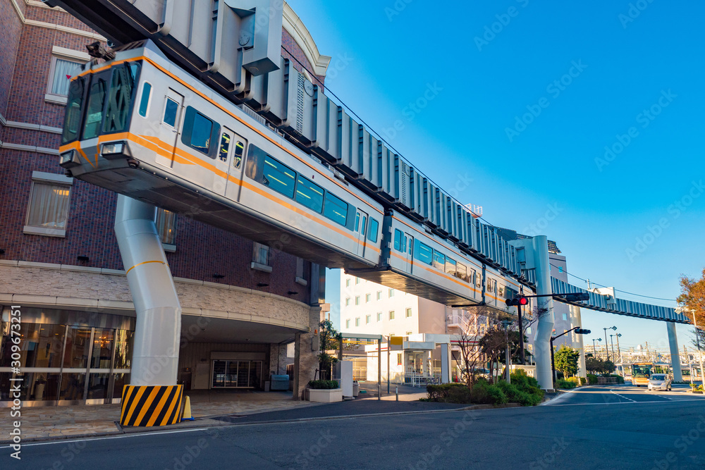 Japan. Tokyo. Fujisawa. The Prefecture Of Kanagawa. Suspension railway ...