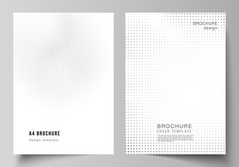 Vector layout of A4 cover mockups design templates for brochure, flyer layout, cover design, book design, brochure cover. Halftone effect decoration with dots. Dotted pattern for grunge decoration.