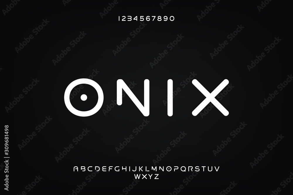 Onix, Bold modern minimalist alphabet. futuristic sans serif font. vector design - obrazy, fototapety, plakaty 