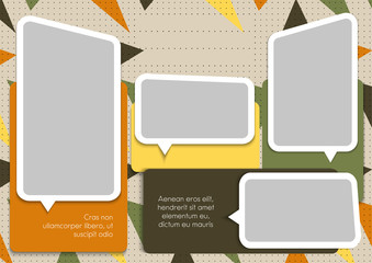 Template for photo collage or infographic in modern style. Frames for clipping masks are in the vector file. Template for a photo album with asymmetric frames