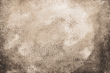 light beige, brown, earthy textured watercolor background with hand drawn mandala