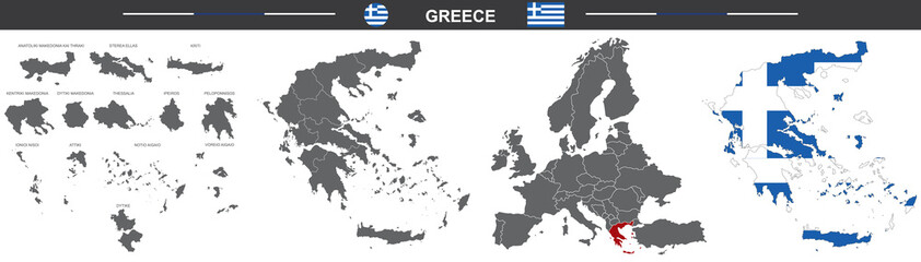 vector political map of Greece on white background