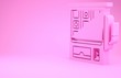 Pink Slot machine icon isolated on pink background. Minimalism concept. 3d illustration 3D render