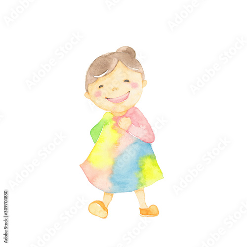 虹色のワンピースを着た女の子 Adobe Stock でこのストックイラスト