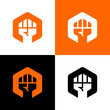 Raised fist logo icon design template elements