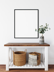 frame mockup. coastal scandinavian interior style. 3d rendering, 3d illustration