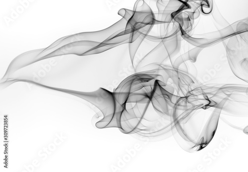 Cuadros en Lienzo Abstract black smoke on white background, fire design
