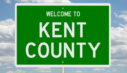 Wall Mural - Rendering of a green 3d highway sign for Kent County