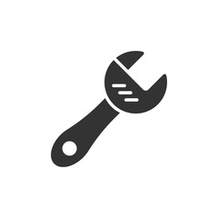 Wrench icon in flat style. Spanner key vector illustration on white isolated background. Repair equipment business concept.