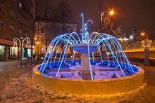 Holiday Decorations Of Piac Street In Debrecen. Hungary