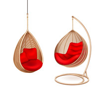 Wicker Hanging Chairs Set