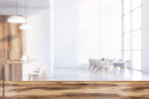 Cuadros en Lienzo Table in blurry white dining room
